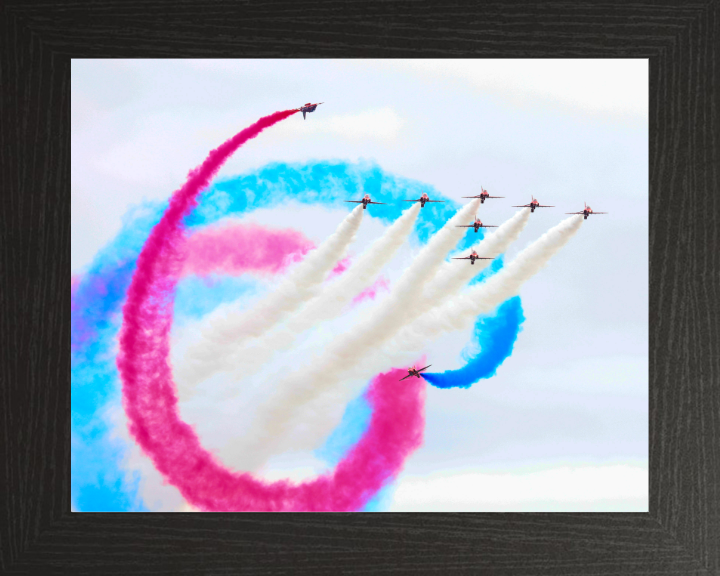 RAF Red Arrows display Photo Print - Royal Air Force Aircraft Hampshire Prints 10 x 8 Black Frame No