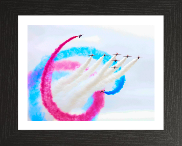 RAF Red Arrows display Photo Print - Royal Air Force Aircraft Hampshire Prints 10 x 8 Black Frame Yes