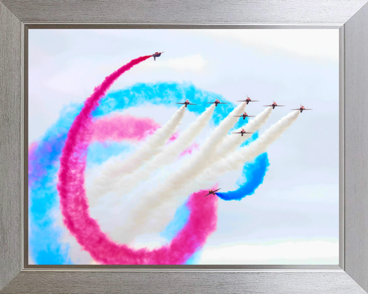 RAF Red Arrows display Photo Print - Royal Air Force Aircraft Hampshire Prints 10 x 8 Silver Frame No