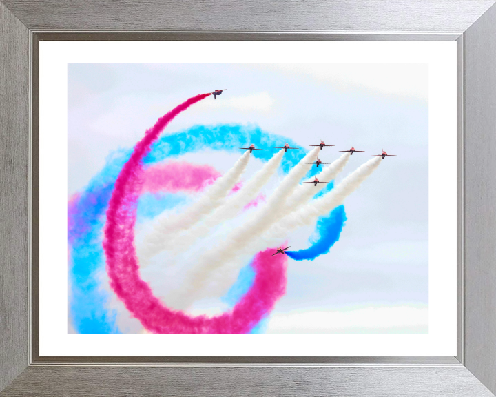 RAF Red Arrows display Photo Print - Royal Air Force Aircraft Hampshire Prints 10 x 8 Silver Frame Yes