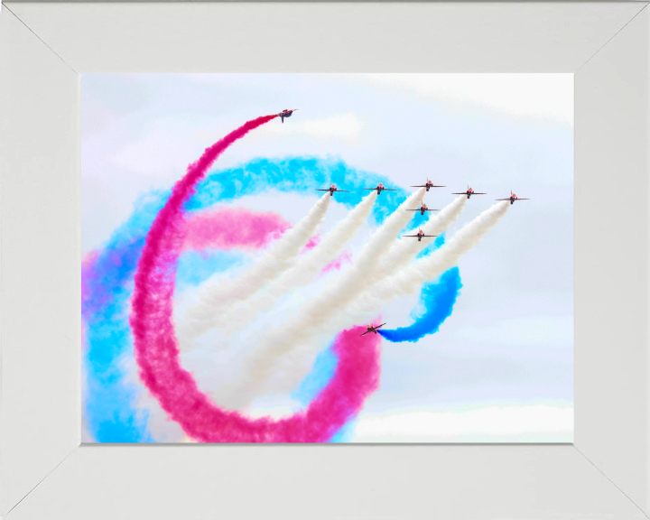 RAF Red Arrows display Photo Print - Royal Air Force Aircraft Hampshire Prints 10 x 8 White Frame No