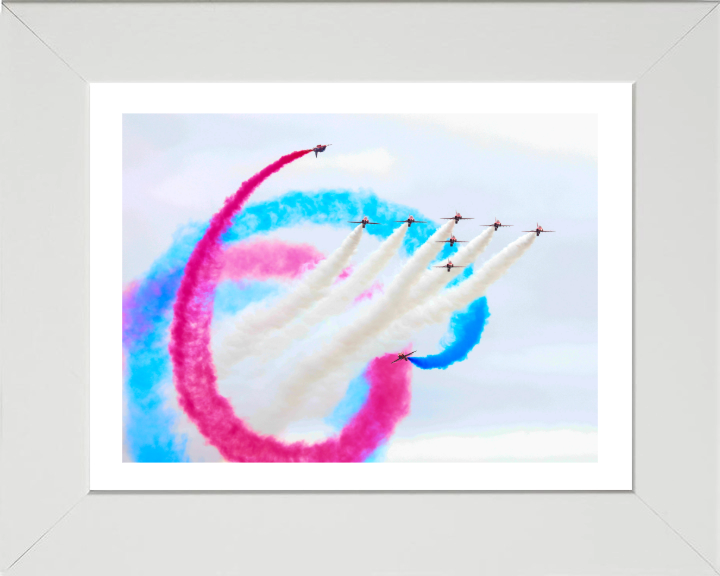 RAF Red Arrows display Photo Print - Royal Air Force Aircraft Hampshire Prints 10 x 8 White Frame Yes