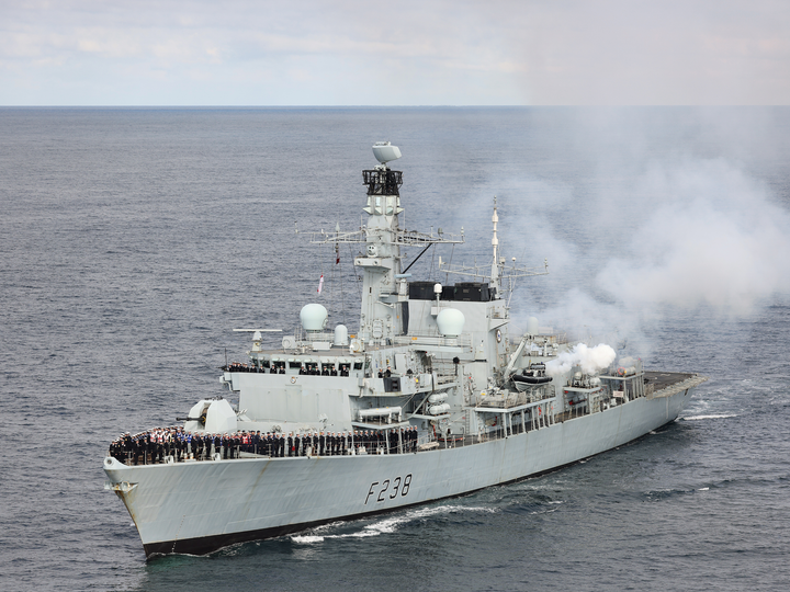HMS Northumberland F238 Type 23 Frigate September 2022 Entering Port