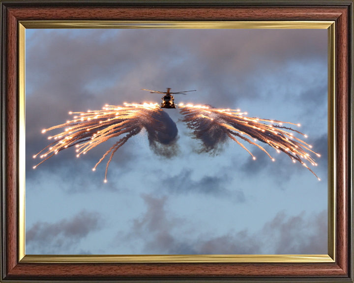 Merlin Helicopter Firing Flares Photo Print - Royal Navy Aircraft Hampshire Prints 10 x 8 Classic Frame No