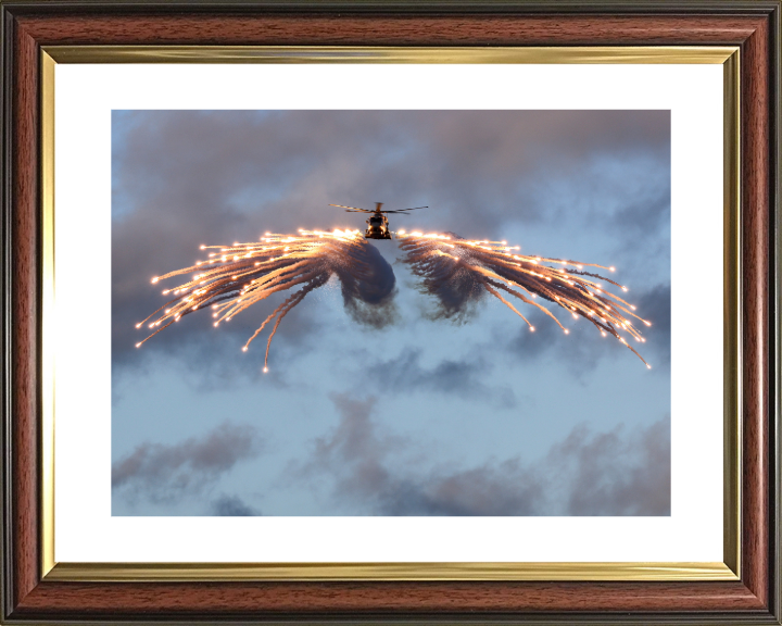 Merlin Helicopter Firing Flares Photo Print - Royal Navy Aircraft Hampshire Prints 10 x 8 Classic Frame Yes