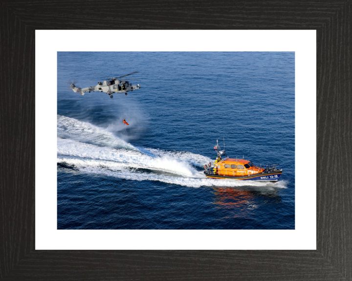 Wildcat Helicopter Winch Training Photo Print - Royal Navy Aircraft Hampshire Prints 10 x 8 Black Frame Yes