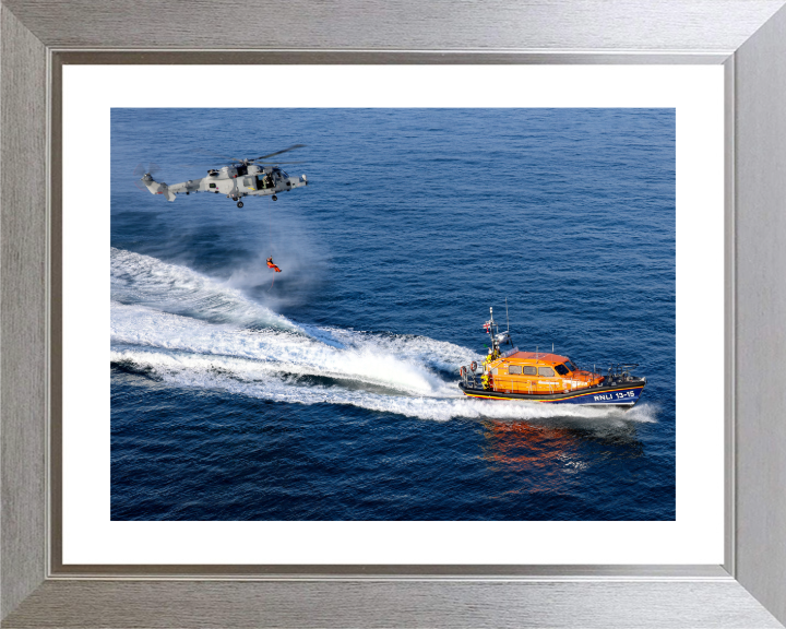 Wildcat Helicopter Winch Training Photo Print - Royal Navy Aircraft Hampshire Prints 10 x 8 Silver Frame Yes