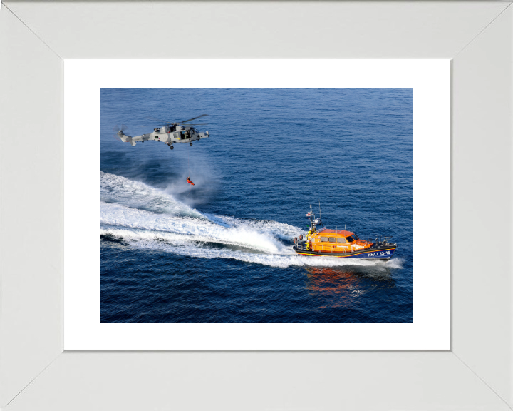 Wildcat Helicopter Winch Training Photo Print - Royal Navy Aircraft Hampshire Prints 10 x 8 White Frame Yes