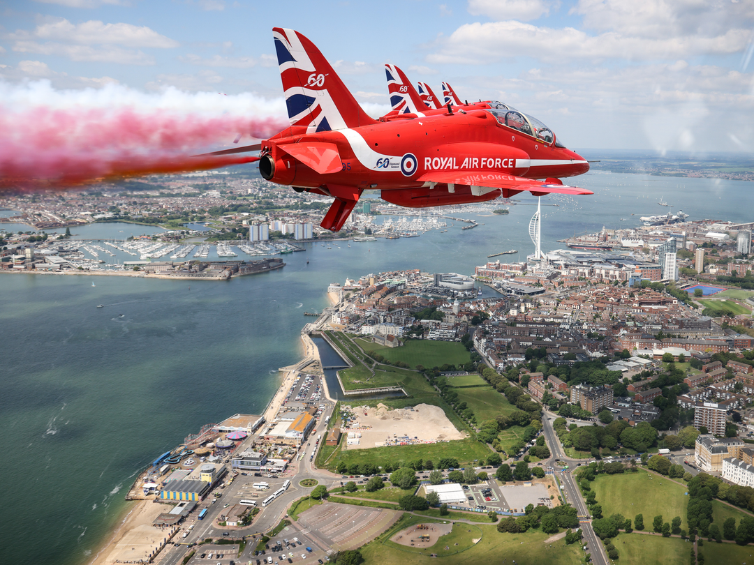 RAF Red Arrows Fly over Portsmouth UK Photo Print - Royal Air Force Aircraft Hampshire Prints 6 x 4 No Frame No