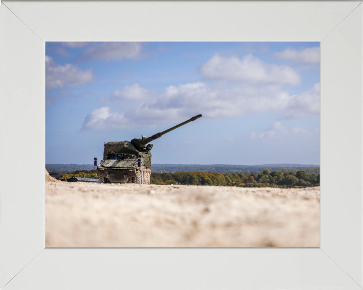 Boxer RCH 155 artillery variant Vehicle Photo Print - British Army Vehicle Hampshire Prints 10 x 8 White Frame No