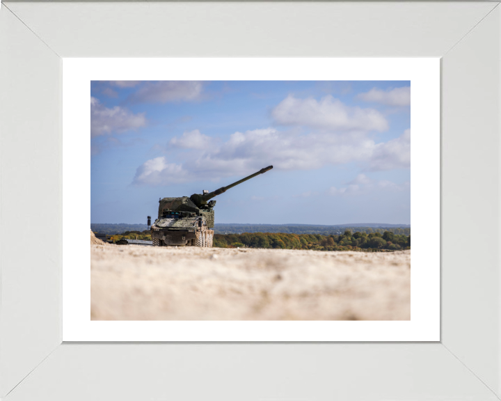Boxer RCH 155 artillery variant Vehicle Photo Print - British Army Vehicle Hampshire Prints 10 x 8 White Frame Yes