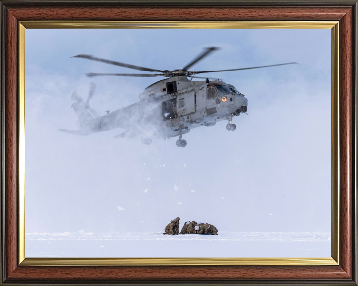 Merlin Helicopter Snow Landing Photo Print - Royal Navy Aircraft Hampshire Prints 10 x 8 Classic Frame No