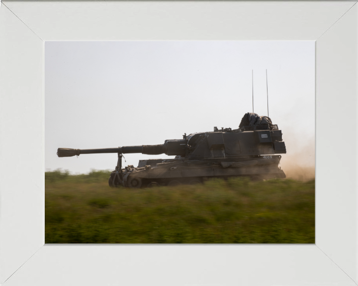 AS90 Self-Propelled Artillery Vehicle Photo Print - British Army Vehicle Hampshire Prints 10 x 8 White Frame No