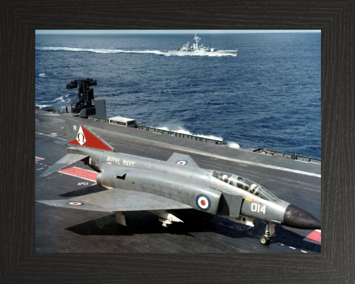 Phantom FG.1 Jet On A Flight Deck Photo Print - Royal Navy Aircraft Hampshire Prints 10 x 8 Black Frame No