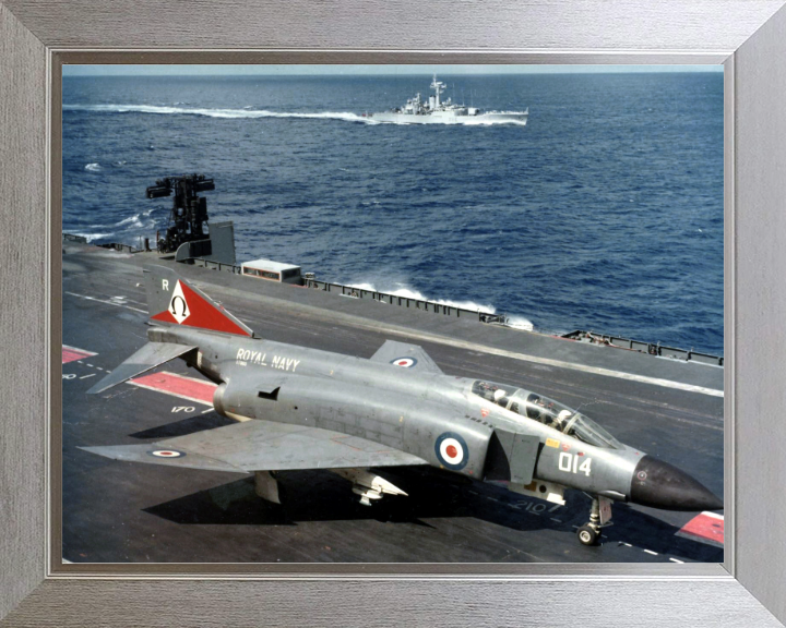 Phantom FG.1 Jet On A Flight Deck Photo Print - Royal Navy Aircraft Hampshire Prints 10 x 8 Silver Frame No