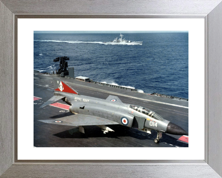 Phantom FG.1 Jet On A Flight Deck Photo Print - Royal Navy Aircraft Hampshire Prints 10 x 8 Silver Frame Yes