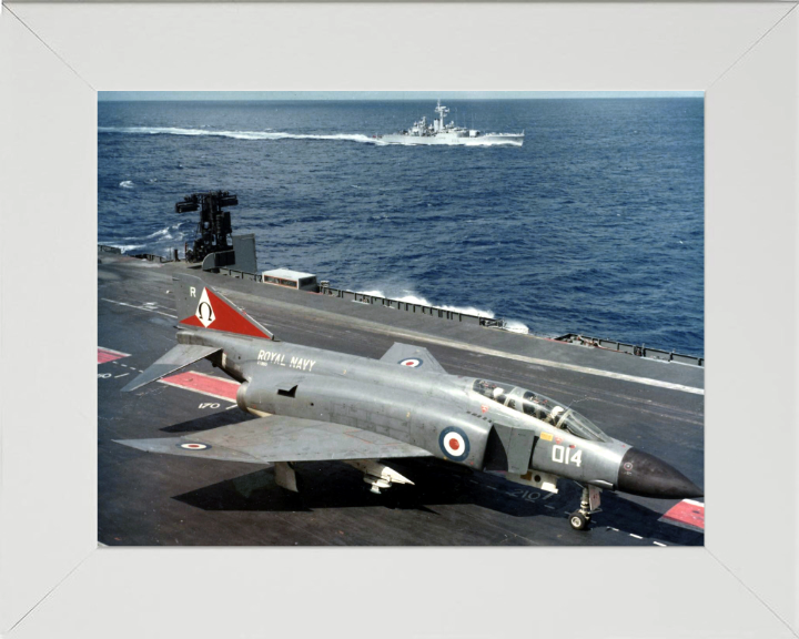 Phantom FG.1 Jet On A Flight Deck Photo Print - Royal Navy Aircraft Hampshire Prints 10 x 8 White Frame No