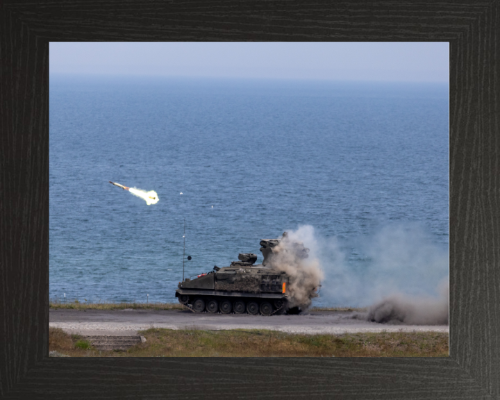 Stormer combat vehicle firing a missile Photo Print - British Army Hampshire Prints 10 x 8 Black Frame No