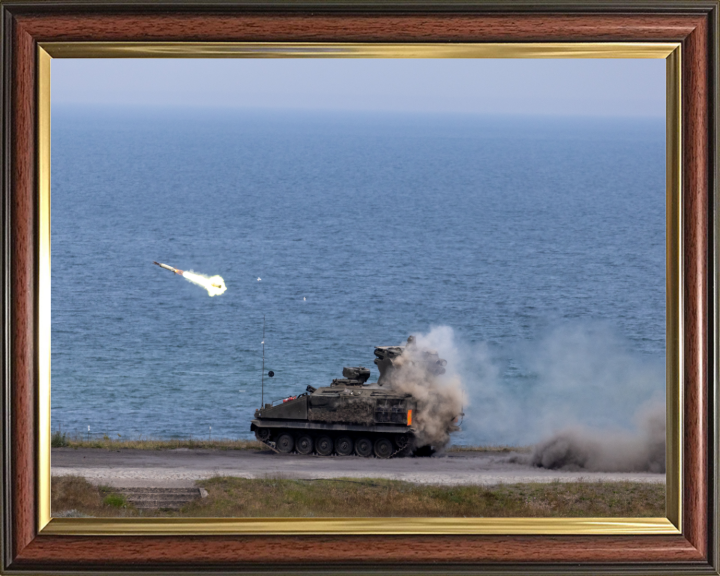 Stormer combat vehicle firing a missile Photo Print - British Army Hampshire Prints 10 x 8 Classic Frame No