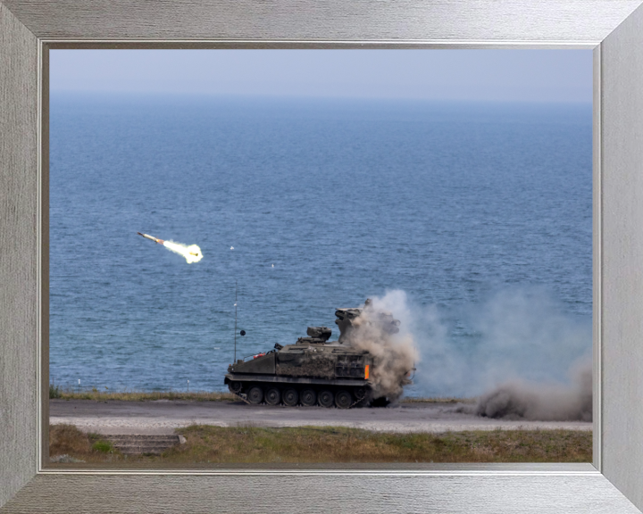 Stormer combat vehicle firing a missile Photo Print - British Army Hampshire Prints 10 x 8 Silver Frame No