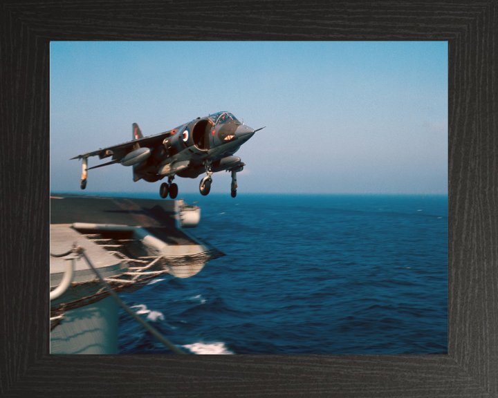 Harrier FA2 GR1 Aircraft Carrier Takeoff Photo Print - Royal Navy Aircraft Hampshire Prints 10 x 8 Black Frame No