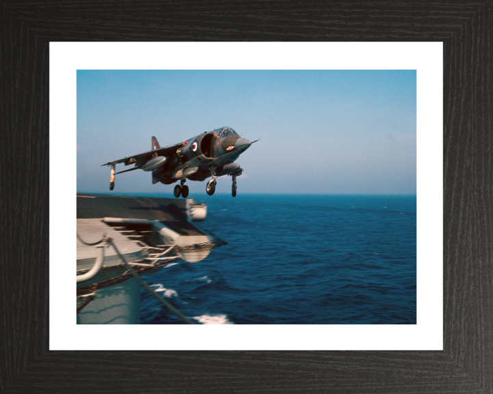 Harrier FA2 GR1 Aircraft Carrier Takeoff Photo Print - Royal Navy Aircraft Hampshire Prints 10 x 8 Black Frame Yes