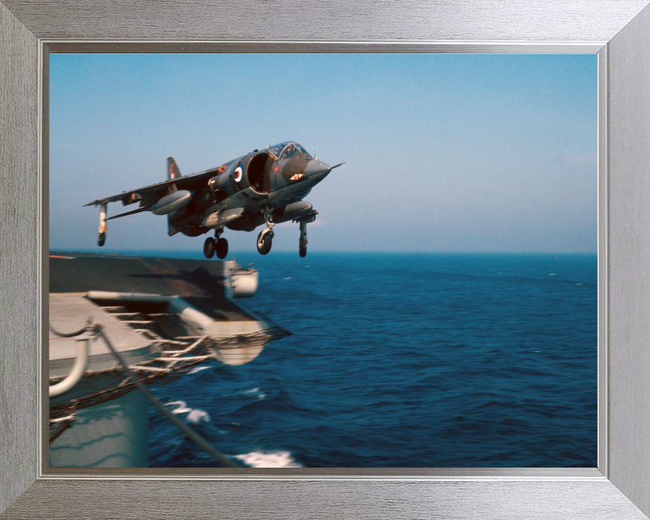 Harrier FA2 GR1 Aircraft Carrier Takeoff Photo Print - Royal Navy Aircraft Hampshire Prints 10 x 8 Silver Frame No