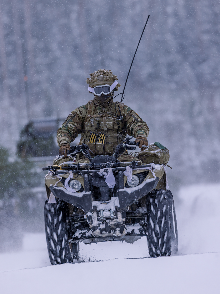 Soldier on a Quad Bike in snow Photo Print - British Army Hampshire Prints 6 x 4 No Frame No