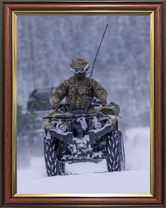 Soldier on a Quad Bike in snow Photo Print - British Army Hampshire Prints 10 x 8 Classic Frame No