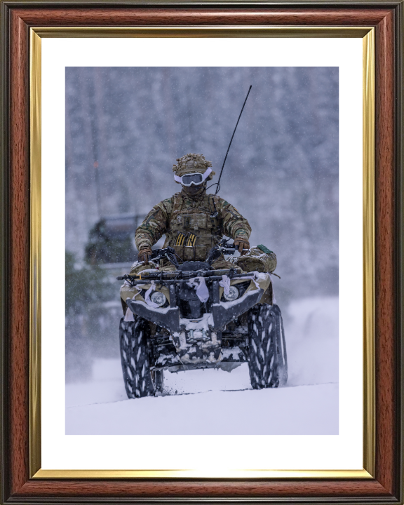 Soldier on a Quad Bike in snow Photo Print - British Army Hampshire Prints 10 x 8 Classic Frame Yes