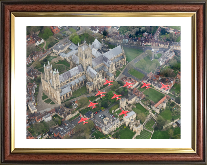 RAF Red Arrows over Lincoln Cathedral Photo Print - Royal Air Force Aircraft Hampshire Prints 10 x 8 Classic Frame Yes