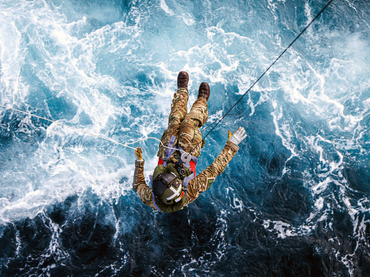 Merlin Helicopter Crewman being Winched Photo Print - Royal Navy Hampshire Prints 6 x 4 No Frame No
