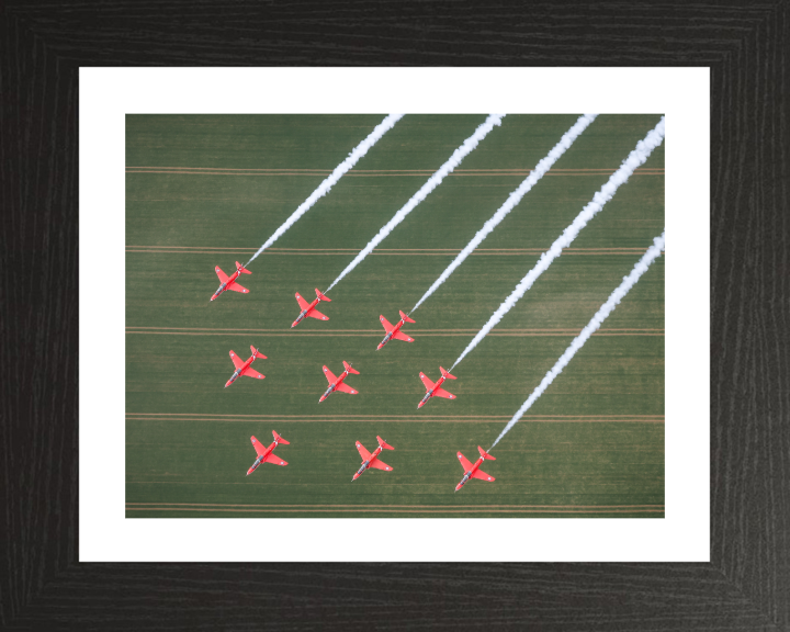 RAF Red Arrows in Formation Photo Print - Royal Air Force Aircraft Hampshire Prints 10 x 8 Black Frame Yes