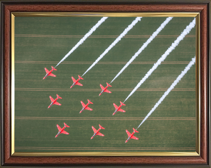 RAF Red Arrows in Formation Photo Print - Royal Air Force Aircraft Hampshire Prints 10 x 8 Classic Frame No