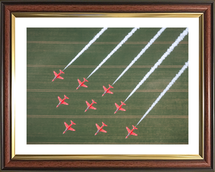 RAF Red Arrows in Formation Photo Print - Royal Air Force Aircraft Hampshire Prints 10 x 8 Classic Frame Yes