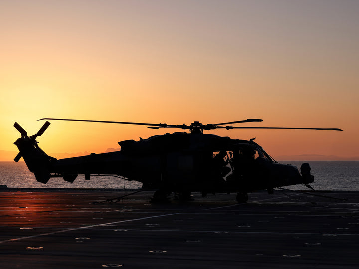 Wildcat Helicopter Silhouette at Sunset Photo Print - Royal Navy Aircraft Hampshire Prints 6 x 4 No Frame No