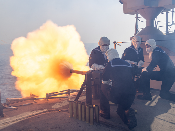 Royal Navy Gun Salute at the Decommissioning of HMS Lancaster Photo Print Wall Art Naval Decor Hampshire Prints 6 x 4 No Frame No