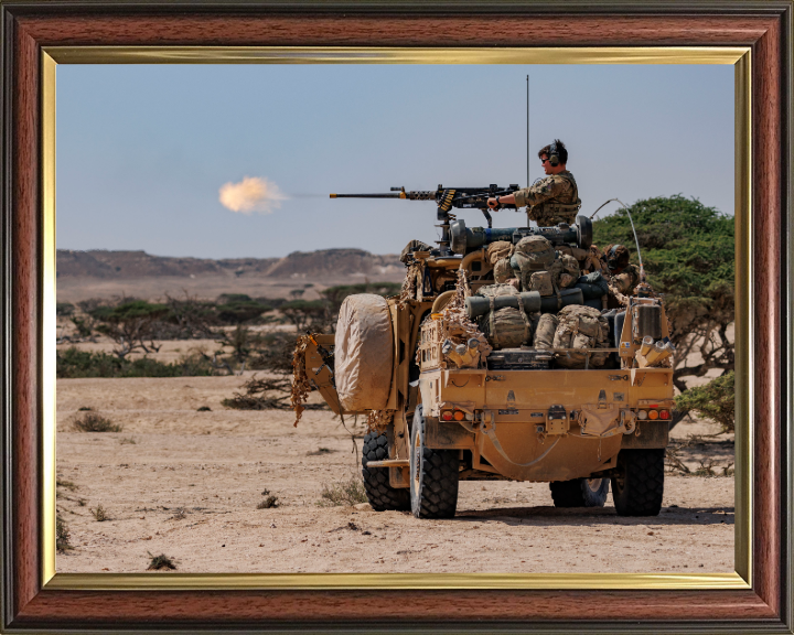 Firing a 50 Cal top mounted weapon system from jackal Photo Print - British Army Hampshire Prints 10 x 8 Classic Frame No