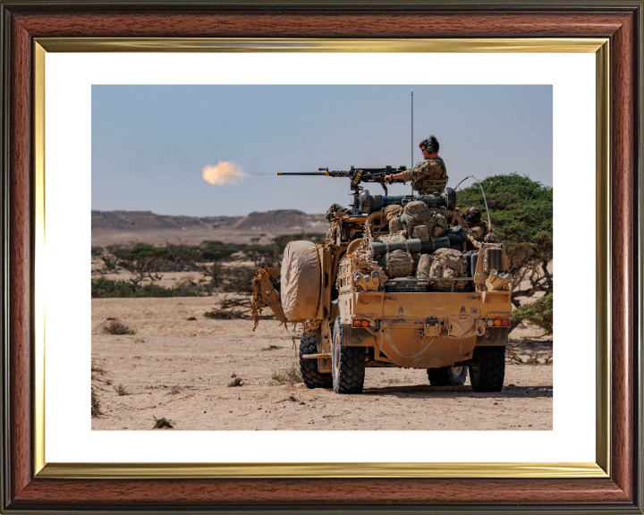 Firing a 50 Cal top mounted weapon system from jackal Photo Print - British Army Hampshire Prints 10 x 8 Classic Frame Yes