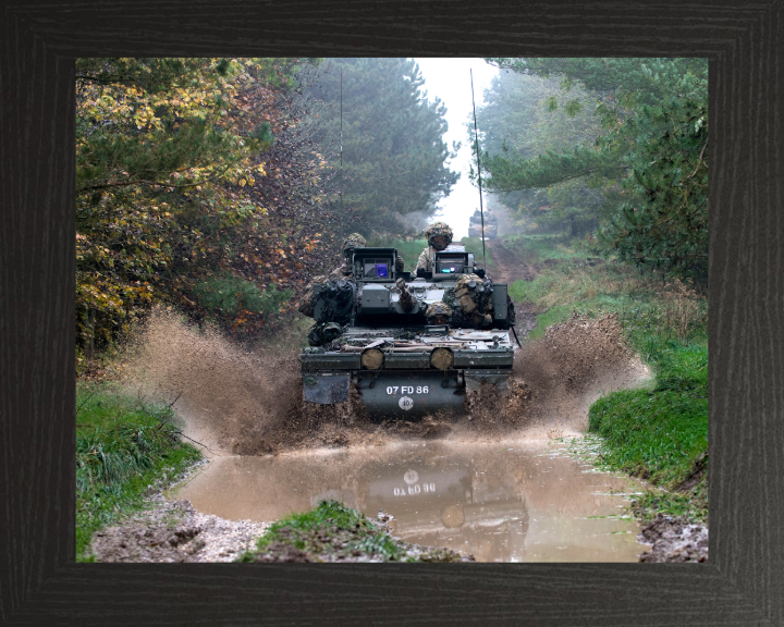 Scimitar Vehicle on tracks Photo Print - British Army Vehicle Hampshire Prints 10 x 8 Black Frame No