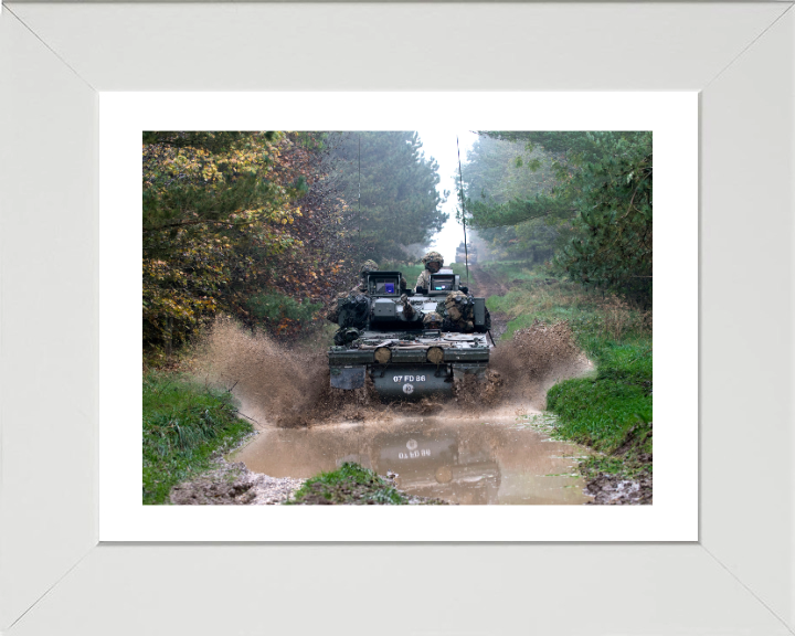 Scimitar Vehicle on tracks Photo Print - British Army Vehicle Hampshire Prints 10 x 8 White Frame Yes