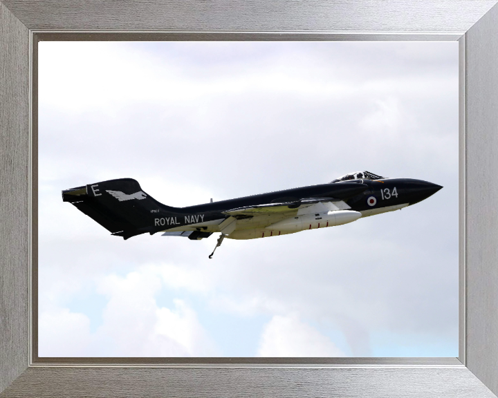 DeHavilland Sea Vixen Jet in flight Photo Print - Royal Navy Aircraft Hampshire Prints 10 x 8 Silver Frame No