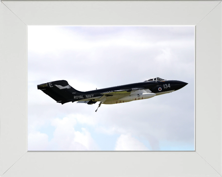 DeHavilland Sea Vixen Jet in flight Photo Print - Royal Navy Aircraft Hampshire Prints 10 x 8 White Frame No