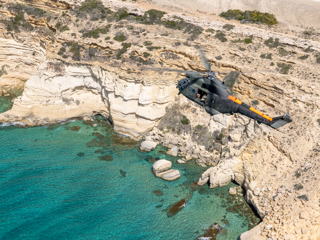 RAF Puma Helicopter in flight over Cyprus 2025 Photo Print - Royal Air Force Aircraft Posters, Prints, & Visual Artwork Hampshire Prints 6 x 4 No Frame No
