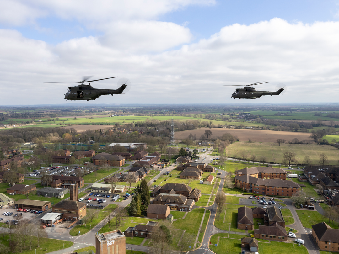 RAF Puma Helicopter in flight over RAF Shawbury Photo Print - Royal Air Force Aircraft Posters, Prints, & Visual Artwork Hampshire Prints 6 x 4 No Frame No