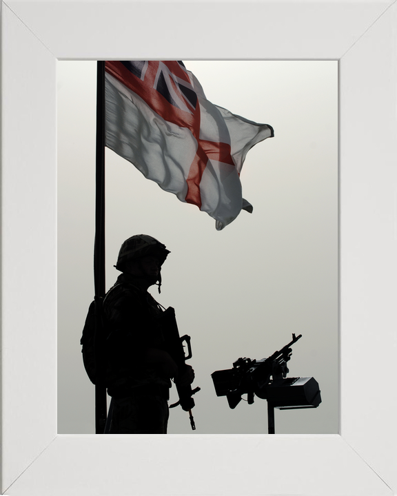 Royal Navy Sentry and White Ensign Umm Qasr Iraq April 2008