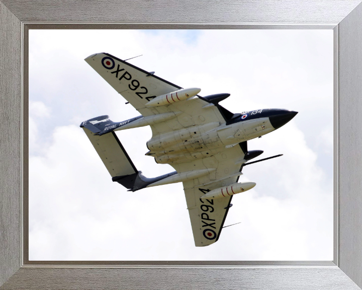 DeHavilland Sea Vixen in Flight Photo Print - Royal Navy Aircraft Hampshire Prints 10 x 8 Silver Frame No