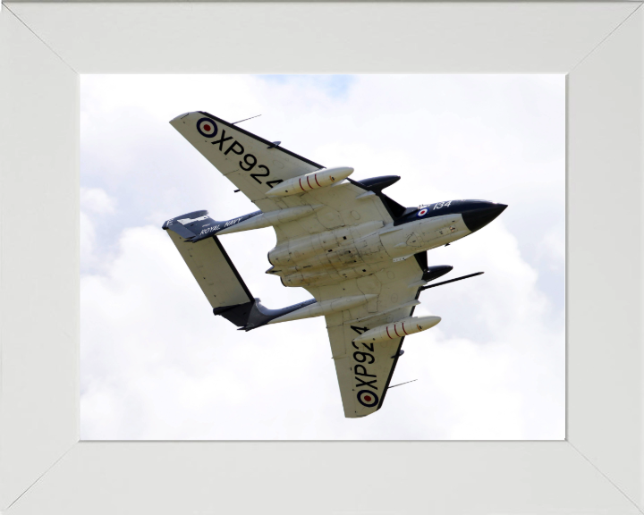 DeHavilland Sea Vixen in Flight Photo Print - Royal Navy Aircraft Hampshire Prints 10 x 8 White Frame No