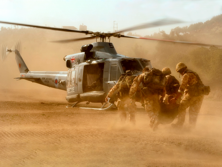 RAF Gazelle Helicopter Diring a Medical Evacuation Photo Print - Royal Air Force Aircraft Posters, Prints, & Visual Artwork Hampshire Prints 6 x 4 No Frame No