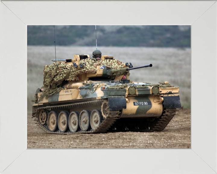 Scimitar Light Tank Photo Print - British Army Hampshire Prints 10 x 8 White Frame No